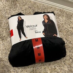 Felina Black Velour Jogger Pants